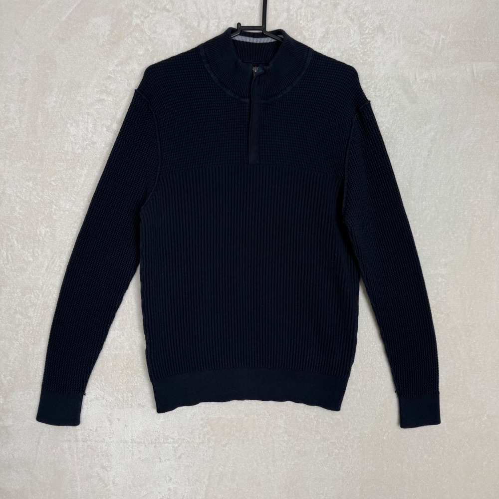 Tommy Bahama Men's Navy Blue 1/4 Zip Knit Sweater‎ L Cotton/Cashmere Blend